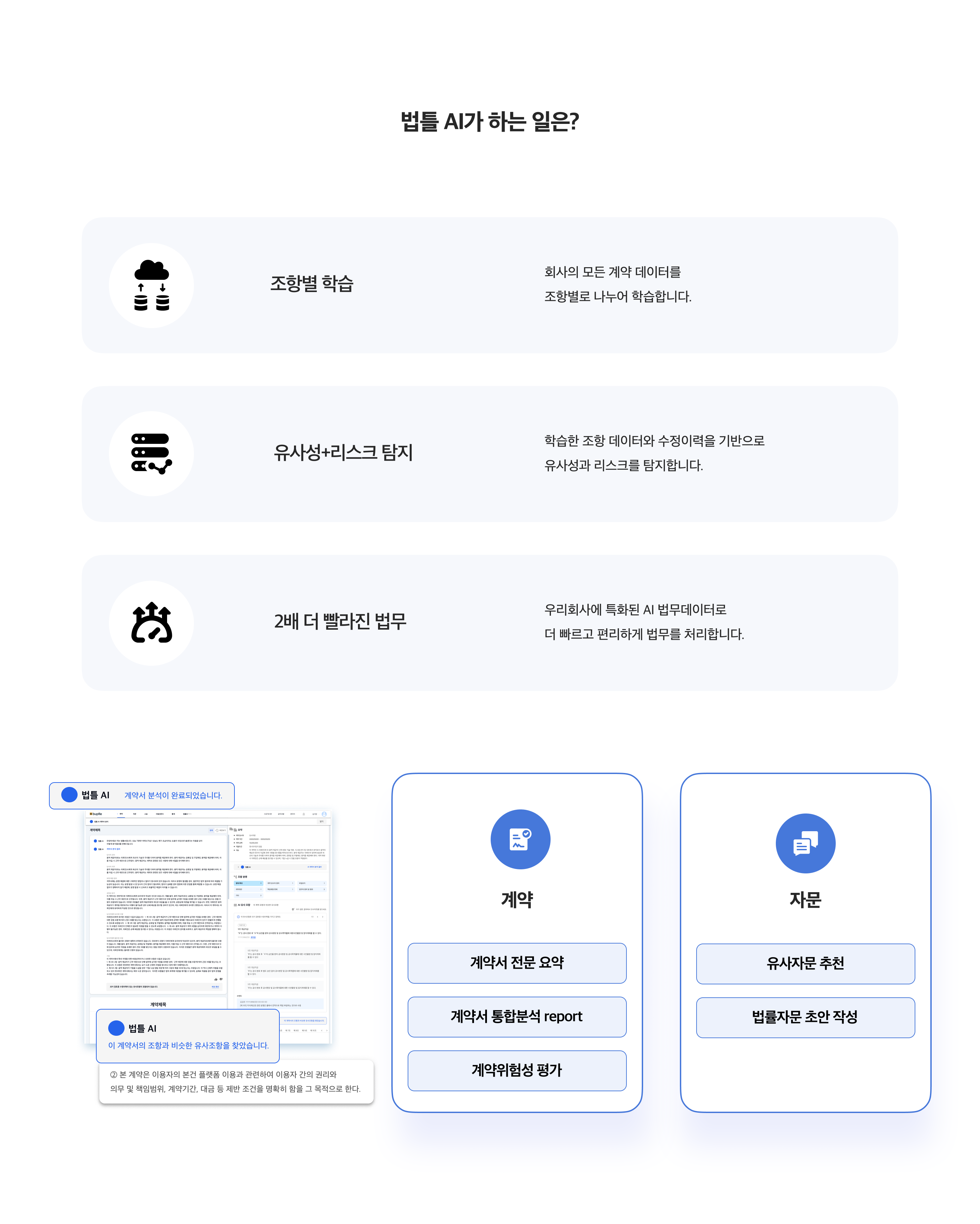법틀 AI가 하는 일은? 조항별 학습, 유사성+리스크 탐지, 2배 더 빨라진 법무